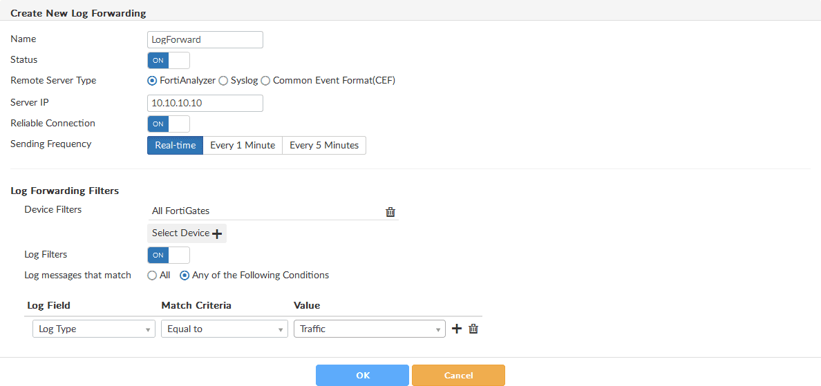 Create New Log Forwarding