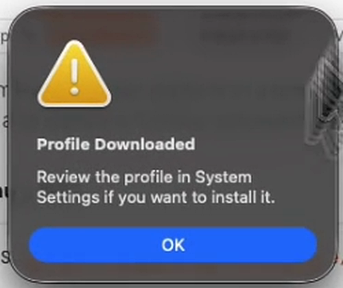 The macOS Profile Downloaded prompt
