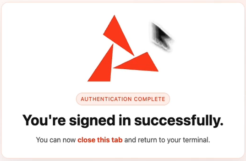 Browser page confirming You’re signed in successfully